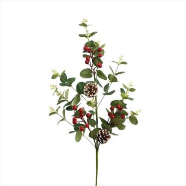 Imagem de Kit Galho Berry Pinha Folhagem Enfeite Árvore Natal 71cm 2UN - Magizi