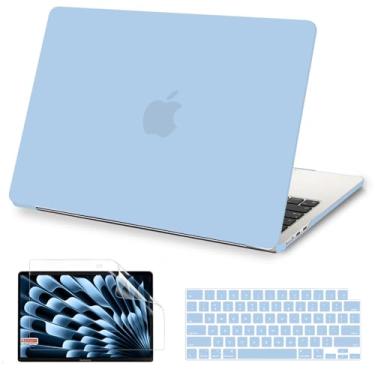 Imagem de AKIT Compatível com MacBook Air de 15 polegadas 2025 2024 2023 M4 M3 M2 A3241 A3114 A2941, capa rígida de plástico fosco fino + protetor de tela + capa de teclado para MacBook Air de 15 polegadas 2025