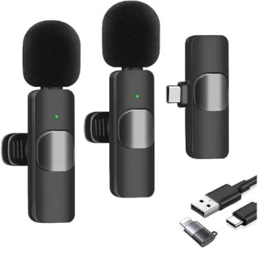 Imagem de Microfone De Lapela Vlog Sem Fio Compatível Com(TIPO C +2 MICRO)