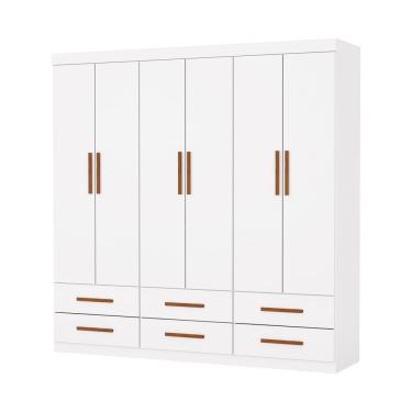 Imagem de Guarda Roupa Dallas 6 Portas Sem Espelho Central 6 Gavetas Carioca Moveis Branco