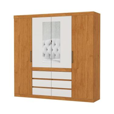 Imagem de Guarda Roupa Imperio 6 Gavetas Com Espelho Carioca Moveis Cinamomo/off White