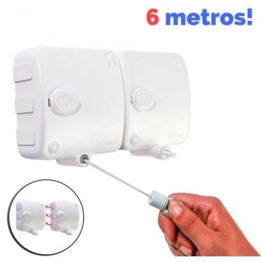 Imagem de Varal Retrátil Automatico Parede Corda 2 Modulos Stendmax 6m - Maxeb