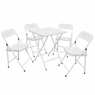 Imagem de Conjunto Mesa de Ferro Açomix Dobrável com 4 Cadeiras