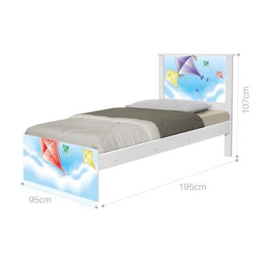 Imagem de Cama Solteiro Adesivada Pipas com Colchão