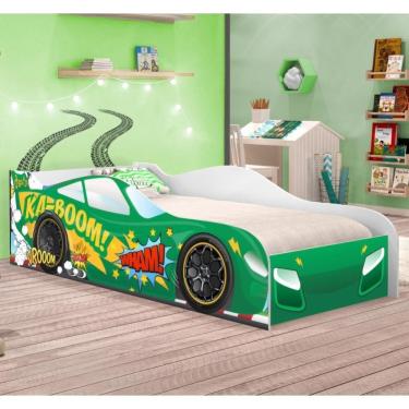 Imagem de Cama Carro Kaboom Verde Solteiro Com Colchão