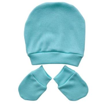 Imagem de Kit Touca e Luva Canelada Recém Nascido enxoval Saída de Maternidade (Verde)