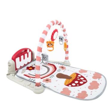 Imagem de Tapete De Atividades Para Bebê Com Piano Musical E Móbile | Ginásio Infantil Estampa Cogumelo Colorido | Estimula Desenvolvimento Motor E Sensorial
