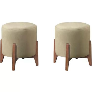 Imagem de Kit 2 Puf Puff Para Sala Lhor Veludo Bege Rm Bege