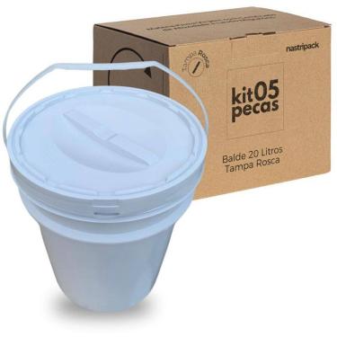 Imagem de Balde Para Rodo Magico 20L Tampa De Rosquear - Kit 5 Pçs