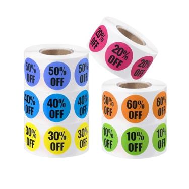 Imagem de 3000 peças de adesivos percentuais, 10 a 60 por cento de desconto em etiquetas adesivas, adesivos de promoção multicoloridos para loja, etiquetas de venda circular adesivos para venda de loja de