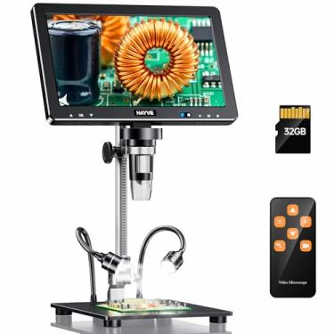 Imagem de Hayve DM13 Microscópio digital LCD de 10,1 polegadas, microscópios de solda IPS HD de 16MP 2000X para adultos, reparo eletrônico, lupa de microscópio de moedas para moedas de erro com tela, 10 luzes