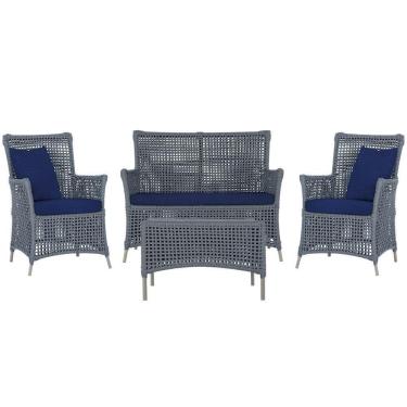 Imagem de Jogo Sofá 2 Poltronas E Mesa Igapó Fendi E10 Trama Original Prata