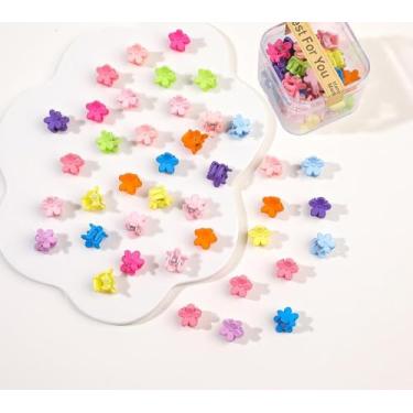 Imagem de 40 peças de grampos de cabelo para mulheres – Mini grampos de garra em forma de flor, lindas garras coloridas para penteados grossos finos médios finos, acessórios de cabelo de plástico durável para