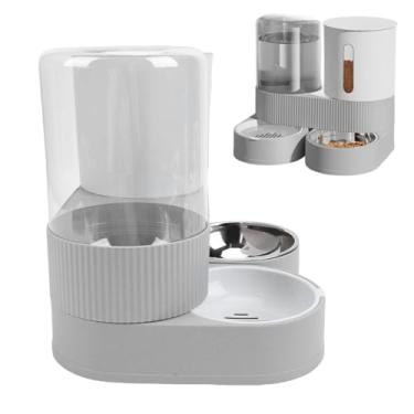 Imagem de TARSHYRY Conjunto de Comedouro para Gatos e Dispensador de água 2 Em 1, Comedouro Automático para Animais de Estimação Com Design Giratório, Grande Capacidade de água para Alimentos para (Cinza)