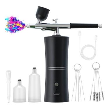 Imagem de Aerografo com Compressor, Kit de Pincel de Ar Portátil Recarregável sem Fio Profissional para Unhas, Maquiagem, Barbeiro, Decoração de Bolos e Pintura, aerógrafo