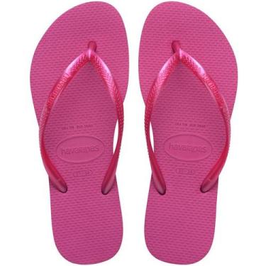 Imagem de Chinelo Havaianas Infantil Slim Básíco sem estampa tira fina, Rosa gum