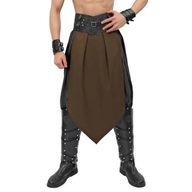 Imagem de Cdecgo Linho medieval tanga masculina cavaleiro guerreiro renascentista fantasia LARP acessórios cosplay (marrom)