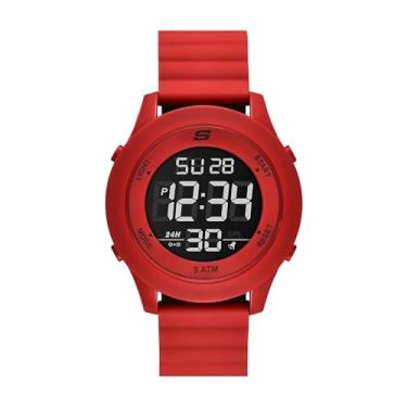 Imagem de Skechers Relógio masculino Rosencrans digital vermelho magnético de duas peças com pulseira, Vermelho