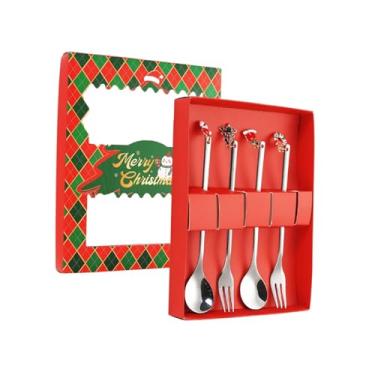 Imagem de Generic Garfos e colheres para talheres criativos de Natal Conjuntos de talheres para presente Colher de sobremesa versátil Conjunto de de Natal para, Prata 4 Unidades