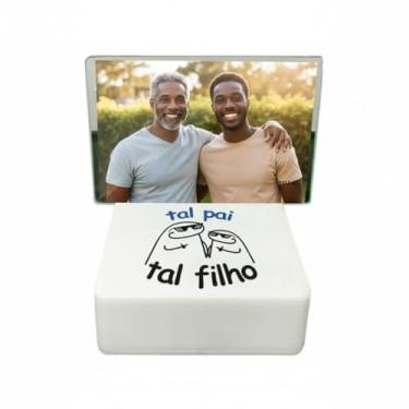 Imagem de Luminária Mini Box Retrato Tal Pai Tal Filho, Caixa Decorativa LED com Porta-Retrato 10x15cm, USB, Polipropileno e Vidro, Branco