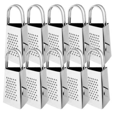 Imagem de 10 Mini Ralador 3 Faces Inox Alça Dupla Queijo Legumes Fruta - Nls