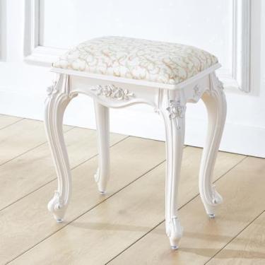Imagem de GAORUIFENG Cadeira cômoda, cadeira de cosméticos, para suporte de espelho, uso doméstico, apenas cadeira, banco, cadeira cômoda, branca, madeira, pernas de gato, antiga (B) (couro branco pérola) (2