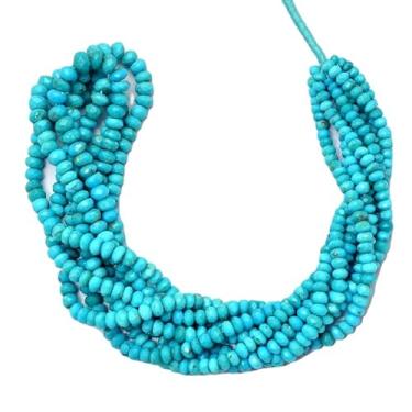 Imagem de Lady Works Fio de pedra natural turquesa azul de 33 cm, contas facetadas rondelle de 3 a 6 mm para fazer joias DIY | Beads_01913
