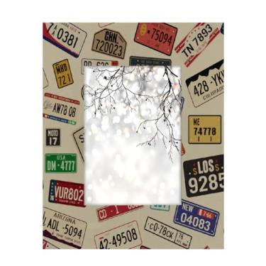 Imagem de Porta-retrato monograma digital retrô de 12 x 17 cm, feito de madeira maciça, 13 x 18 cm, moldura para exibição de mesa e montagem na parede, para decoração de casa e ideias de presentes para a