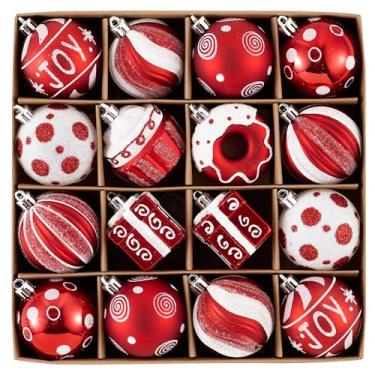 Imagem de Valery Madelyn Conjunto de enfeites de Natal, 16 quilates, bengala doce vermelha e branca, decoração de árvore de Natal inquebrável, 5 cm, enfeites de bola de pendurar doces para árvores de Natal
