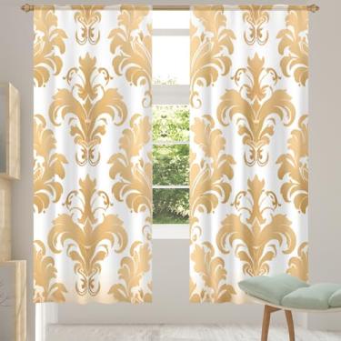 Imagem de 2 conjuntos de painéis cortinas transparentes com padrão étnico damasco, cortinas transparentes arejadas com filtro leve, painéis de cortina de porta e janela para sala de estar, quarto, jantar, 213