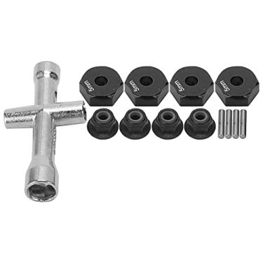 Imagem de Ainoli 12mm Roda 5mm Espessura Hex Adaptador Cruz chave M4 Conjunto de porca antiderrapante para carro 1/10 RC (Preta)