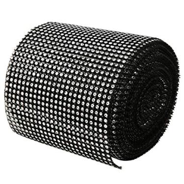 Imagem de Phefop Fita de de 9m, Malha Plástica Galvanizada para Decoração de Casamento e Roupas, Acessório Brilhante de 24 Linhas Ideal para Projetos DIY (Preto)