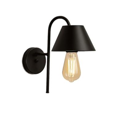 Imagem de Luminária de Parede Arandela Slim Cúpula Injetada Escritório Abajur de Cabeceira Quarto Recepção(PRETO/PRETO)