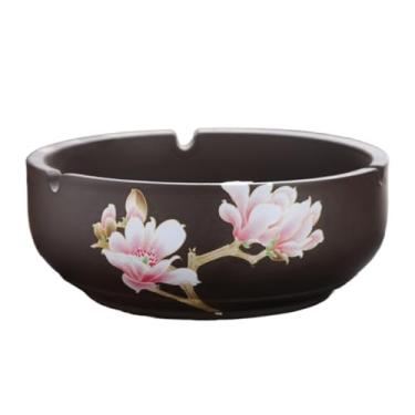 Imagem de Cinzeiro Cinzeiro pequeno e minimalista de cerâmica roxa em estilo retrô, ideal para sala estar escritório, evita que a cinza voe