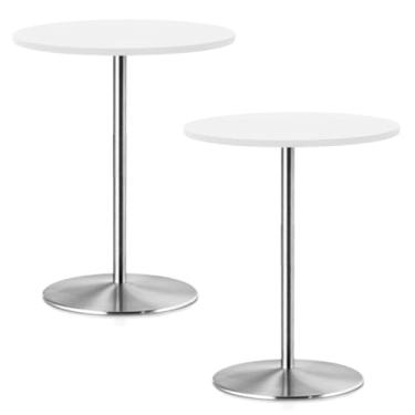 Imagem de Pacote com 2 toalhas de mesa pequenas redondas elásticas para mesas de coquetel de 61 cm, capa de mesa de piquenique, impermeável, elástica, lavável, dobrável, toalha de mesa de elastano para jantares