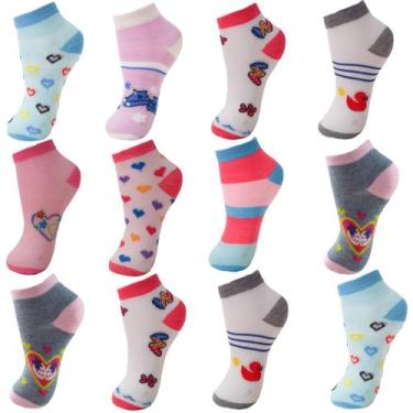 Imagem de Meia Infantil Menina Cano Curto Kit com 12 Pares - HR, 8-10 Anos