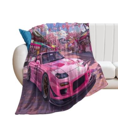 Imagem de HouLaiZhe Cobertor super macio de flanela flor de cerejeira JDM Rx7 cobertores refrescantes leves para sofá-cama cadeira sofá carro viagem ao ar livre leve quente 101,6 cm x 127 cm