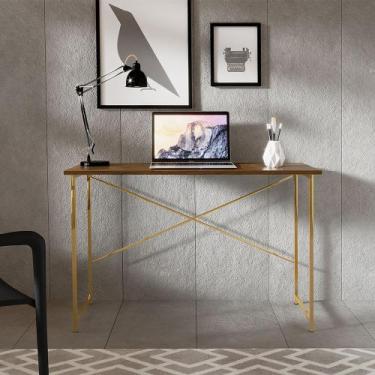 Imagem de Mesa Escrivaninha para Estudo Office 0,90 cm Miami - KLM, imbuia/doura