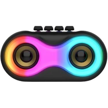 Imagem de Caixa de Som Bluetooth Portátil 7W com TWS, Luzes LED RGB, Entradas USB, Cartão SD e Auxiliar, Bateria 1800mAh, Áudio Potente e Design Compacto para Festas, Lazer, Viagens e Uso Diário