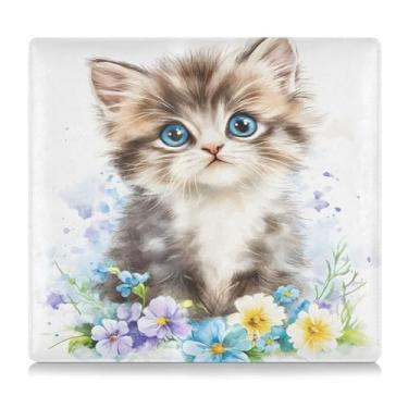 Imagem de Burbuja Porta-registro de carro e seguro, caixa de luvas de couro com pintura de flor de gato, porta-luvas, organizador de documentos, carteira e acessórios