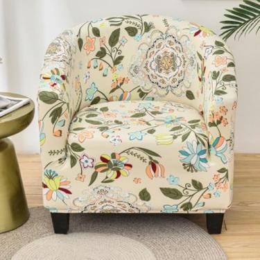 Imagem de Capas de cadeira estampadas redondas, capa de poltrona elástica, protetor de móveis removível, com fundo elástico para cafeterias, bares e quartos de hóspedes - Tipo 09||Meio círculo individual 65-90