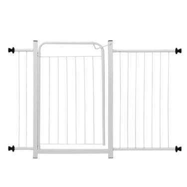 Imagem de Portão Para Cachorro Cercado Pet Criança Bebê Grade Proteção Portas Parede Segurança Vários Tamanhos (Branco, Portão com 1 ext. de 10cm e 1 de 40cm)