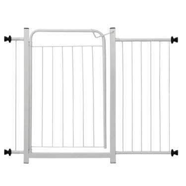 Imagem de Portão Para Cachorro Cercado Pet Criança Bebê Grade Proteção Portas Parede Segurança Vários Tamanhos (Branco, Portão com 1 ext. de 05cm e 1 de 30cm)