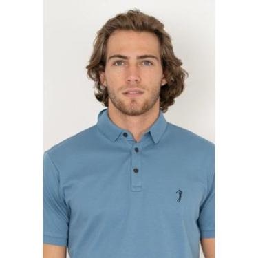 Imagem de Camisa Polo Aleatory Lisa Algodão Pima Azul-Masculino
