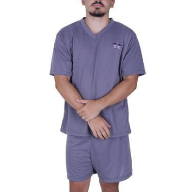 Imagem de Pijama Verão Camisa Manga Curta Gola V Short Adulto Masculino Curto Davi-Masculino