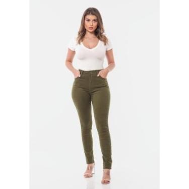 Imagem de Calça feminina em Sarja com elastano 7897 Verde Musgo-Feminino