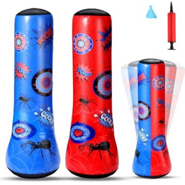 Imagem de Jenaai 2 peças de saco de pancadas inflável de 129 cm com bola esportiva de ação para praticar karatê Taekwondo (aranha)