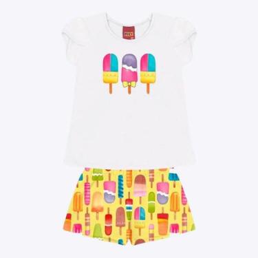 Imagem de Conjunto Infantil Blusa Manga Curta e Shorts Estampa Picolé Feminino K