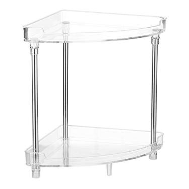 Imagem de Suporte de Organização Cantoneira 2 Camadas com Prateleiras para Bancadas Vanity Banheiro Estilo em Aço Inoxidável e Acr