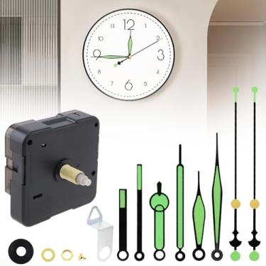 Imagem de MovFlax Kit de mecanismo de relógio silencioso de quartzo com comprimento de eixo de 18 mm com 3 conjuntos de ponteiros brilhantes de 5,5/7,1/7,1 polegadas para bricolagem/reparo, comprimento da rosca